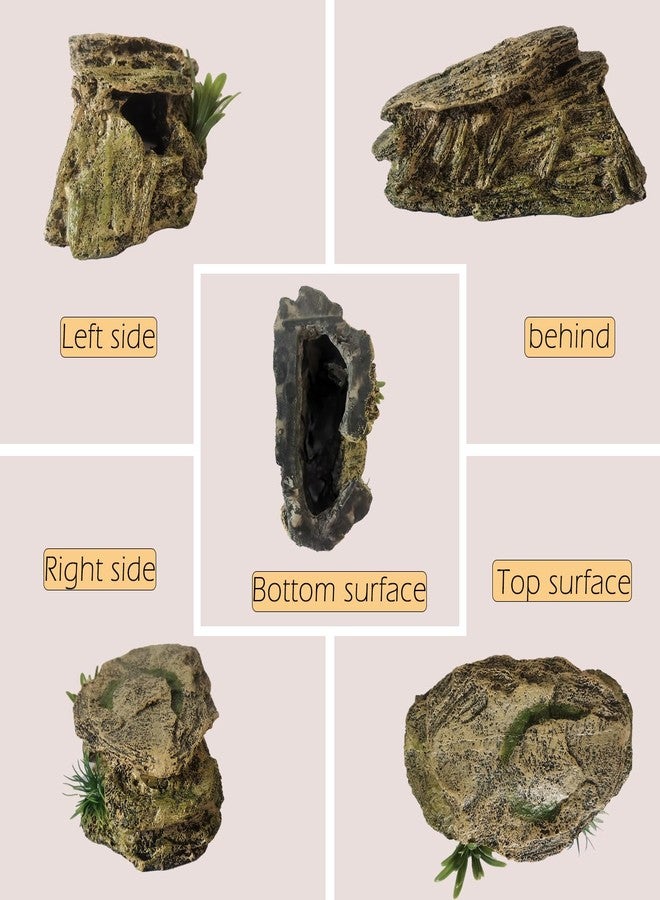 IBWell Leopard Gecko Hide Small Reptile Hides Resin Mini Reptile Basking Rock Humid Hide Turtle Cave Lizard Hide Reptile & Amphibian Habitat DÉCor - Image 3